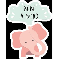 Stickers Bébé à bord éléphant